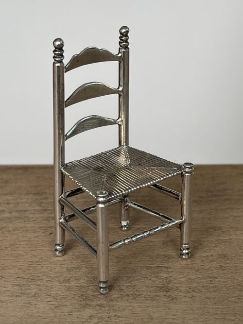 FINE DUTCH SILVER MINIATURE DOLLS HOUSE CHAIR