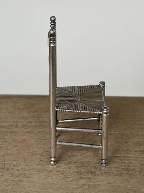 FINE DUTCH SILVER MINIATURE DOLLS HOUSE CHAIR - ADDITIONAL PHOTO 3