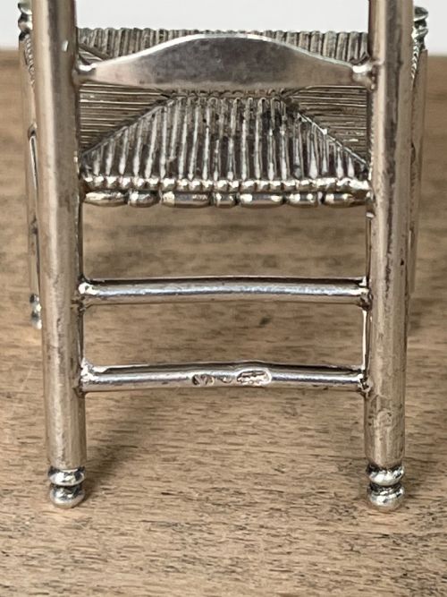 FINE DUTCH SILVER MINIATURE DOLLS HOUSE CHAIR - ADDITIONAL PHOTO 6