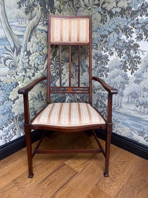 Edwardian mahogany inlaid armchair 