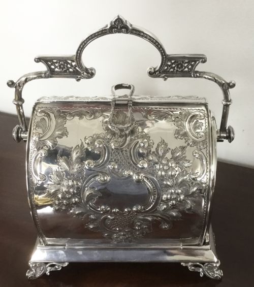 RARE VICTORIAN RISE AND FALL BISCUIT BOX 