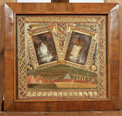 Antique Straw Work Picture in Frame