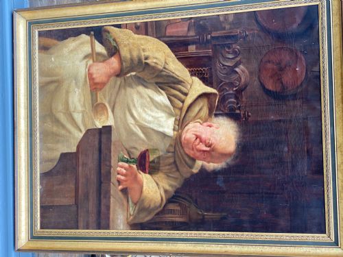 fig 1. Frank Hyde ( british 1849-1937 ) oil painting on canvas of a jolly monk