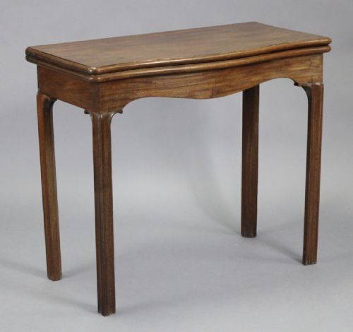 C18th Serpentine Mahogany Card Table