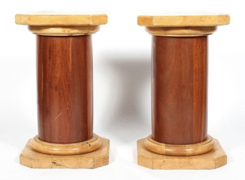 Pair of Early C20th Pedestals in Cherry  and Birch