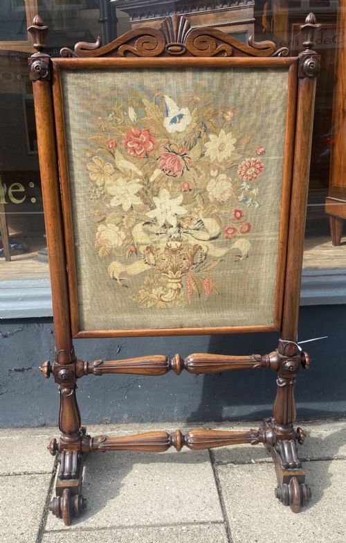 William IV Fire Screen Carved Rosewood