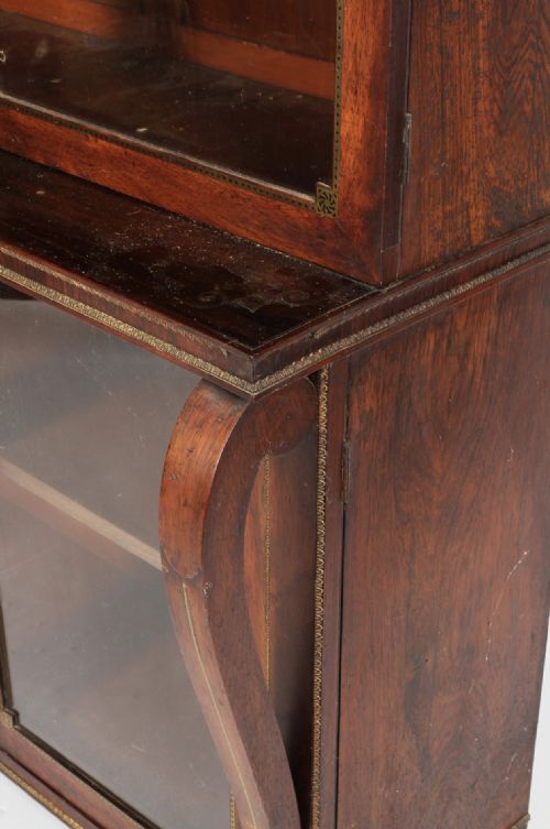 REGENCY ROSEWOOD AND BRASS INLAID DISPLAY CABINETBOOKCASE - ADDITIONAL PHOTO 1