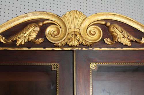 REGENCY ROSEWOOD AND BRASS INLAID DISPLAY CABINETBOOKCASE - ADDITIONAL PHOTO 2