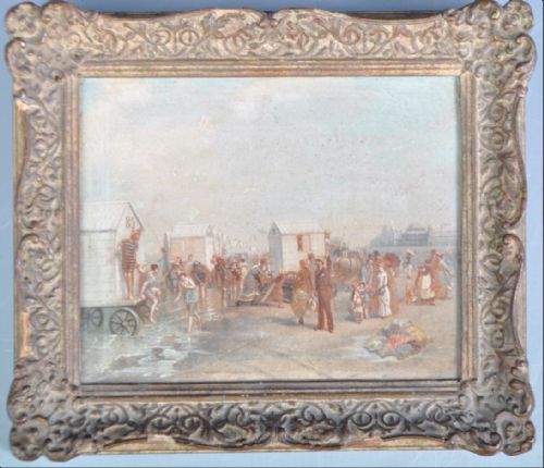 C19th Oil Painting of  French Seaside Scene Circle of Eugene Boudin