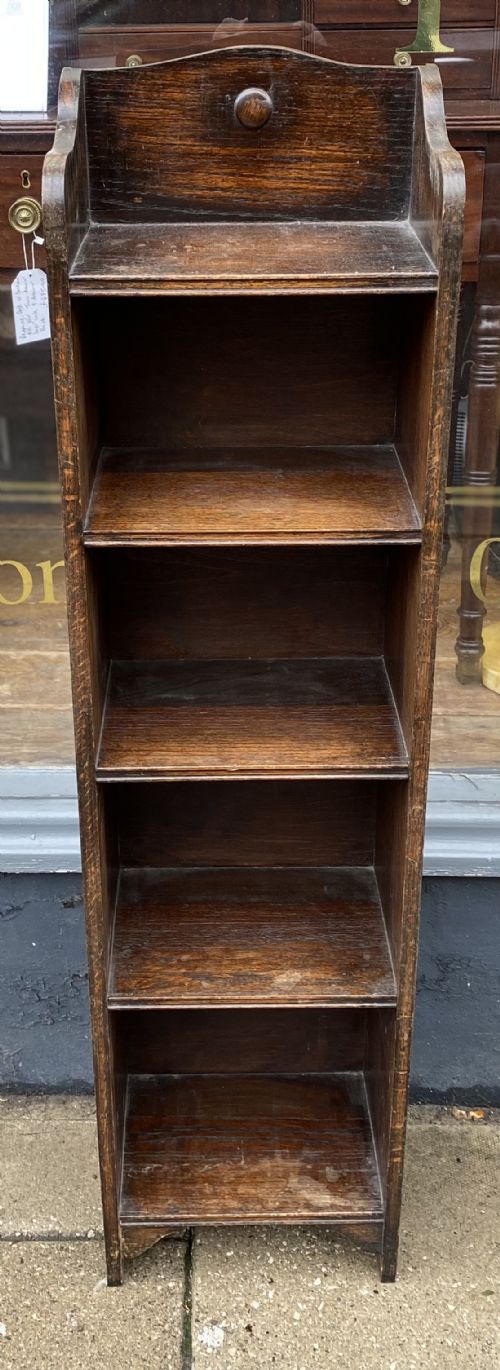 1920s Small Narrow Oak Bookcase