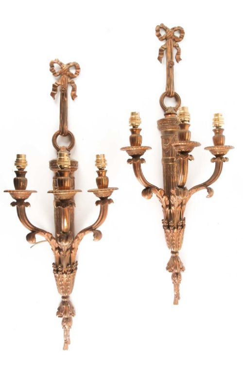 A Pair of French Empire Three Branch Wall Lights
