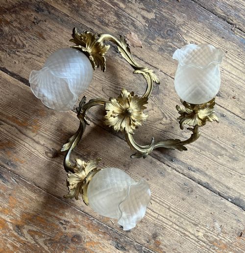 Edwardian Ormolu and Glass Electrolier Ceiling Light