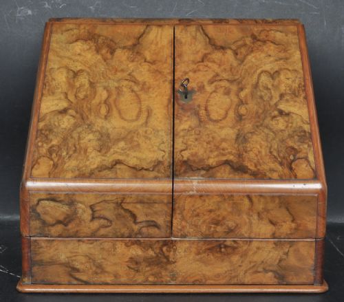 C19th Burr Walnut Stationary Box