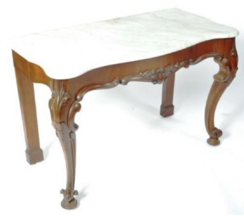 C19th Serpentine Mahogany and Marble Topped Hall Consul Table