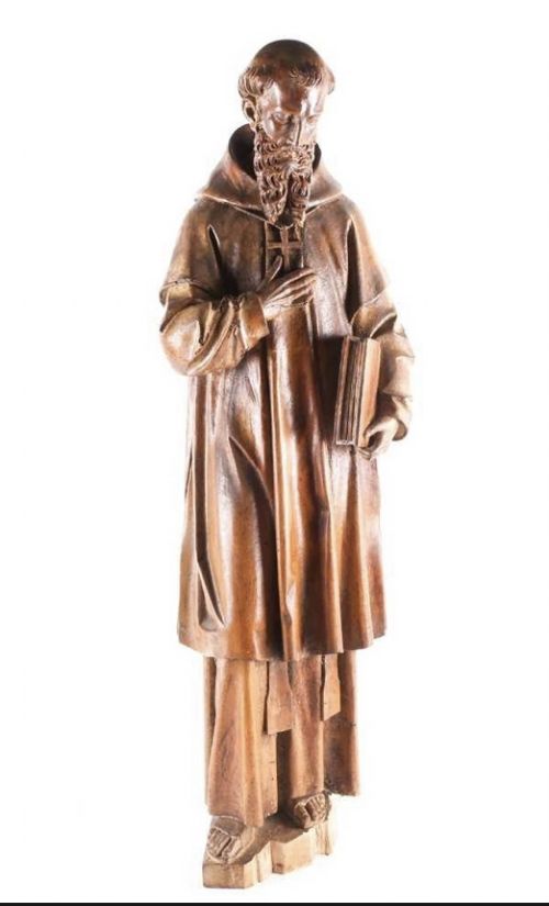 Large C17th Carved Wooden Figure of St Anthony