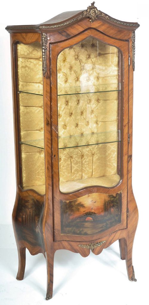 C19th French Louis XIV Style King Wood Painted Bombe Vitrine