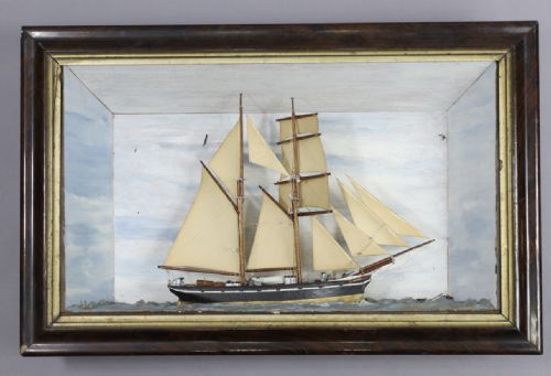 C19th Sailing Boat Diorama