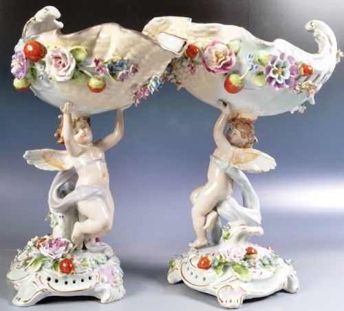C20th Pair of Schierholz & Sohn (Plaue ) Porcelain Centrepieces