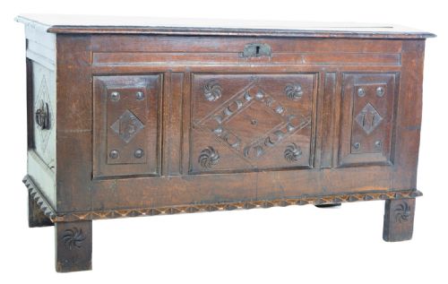C18th Oak Carved Coffer