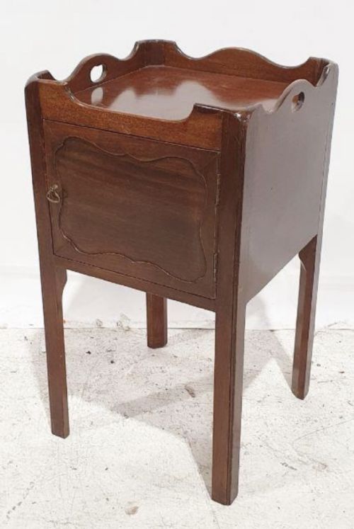C19th Tray Top Mahogany Bedside Cabinet
