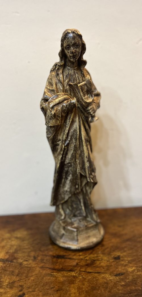 C18th European Polychrome Carved Wood Figure of St Cecile