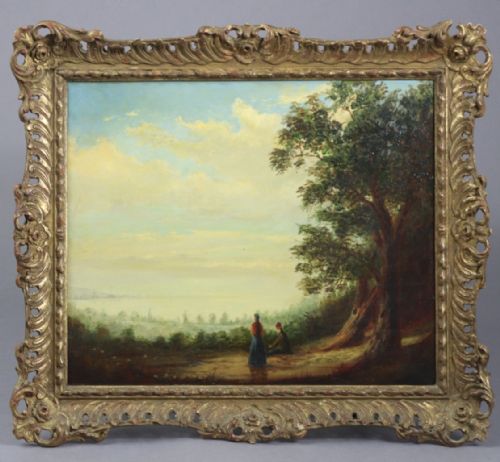 C18th Rural Landscape in Carved and Gilded Frame of a Rural Scene