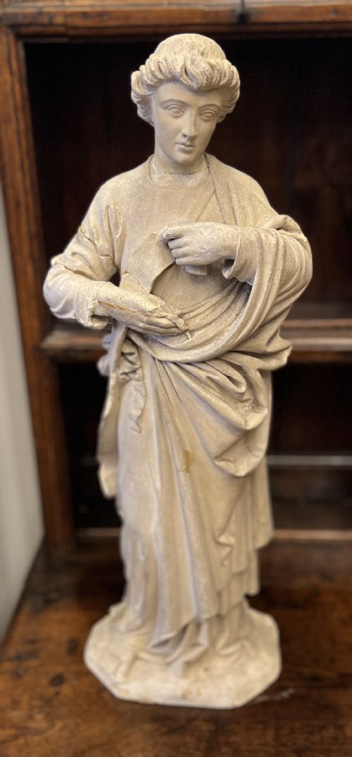 A Large C19th Limestone Carving of St Paul