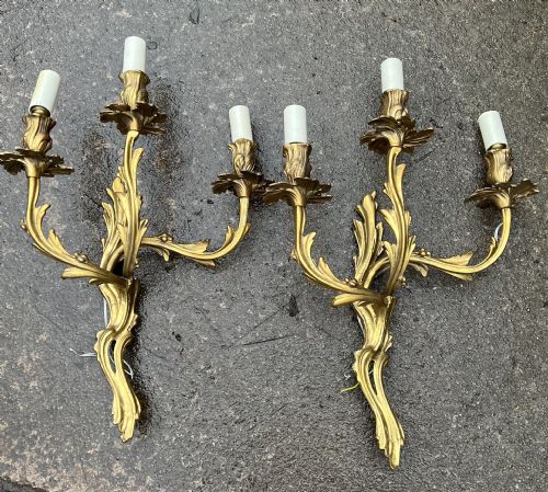 A Good Sized Pair of Rococo Style Wall Lights