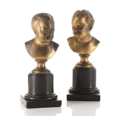 C19th Pair of Gilt Bronze French Busts