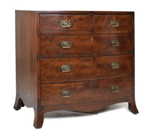 Edwardian Mahogany Bow Front Chest of Very Small Size 76 Cms Width