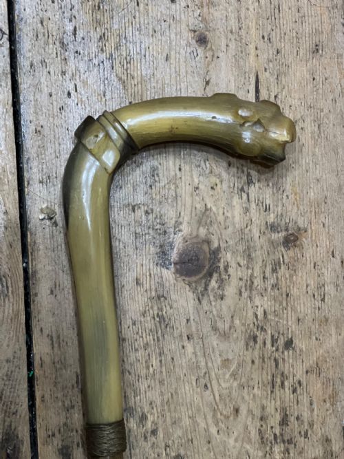 Carved Horn Handles Walking Stick
