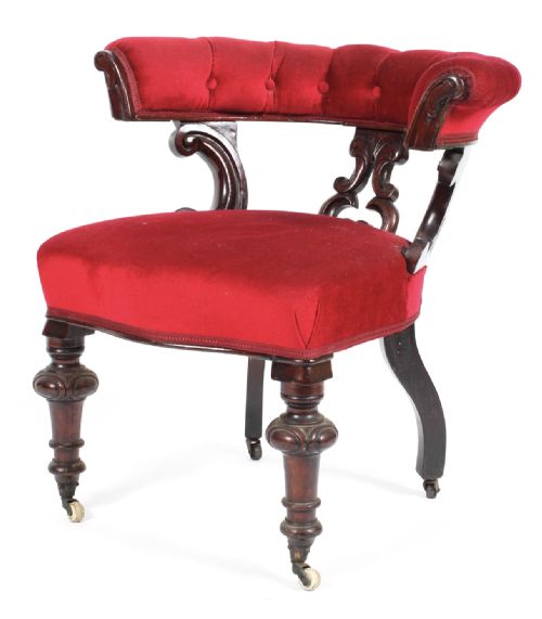 C19th Mahogany Button Back Desk Chair