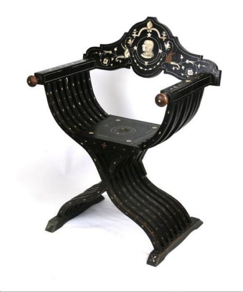 A C19th Italian Ebonised Savaronola Chair in the Manner of Ferdinand Pogliani