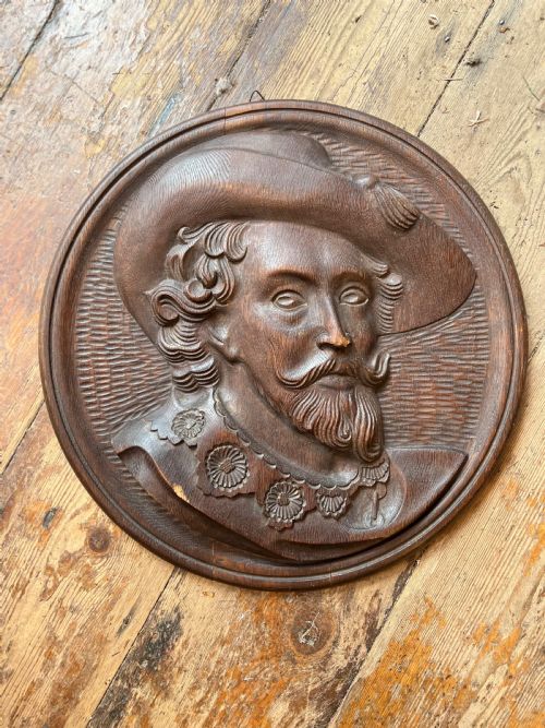 C19th Oak Carved Roundel of Peter Paul Ruben