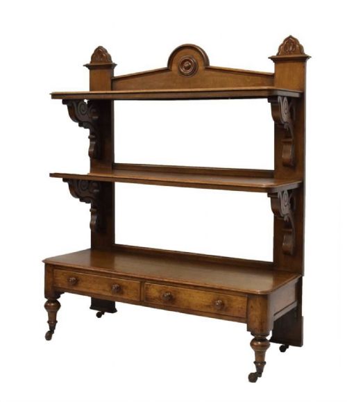 C19th Oak Three Tier Buffet with Drawers
