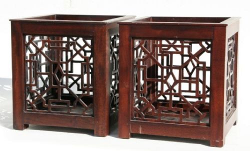 Pair of Chinoiserie Waste Paper Bins
