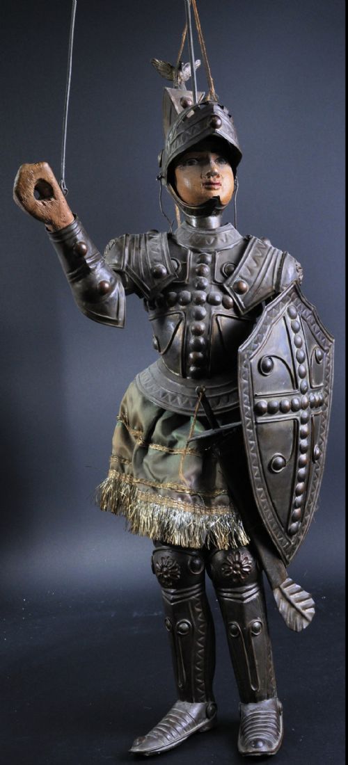 Early C19th Wooden Sicilian Folkart Marionette of a Knight