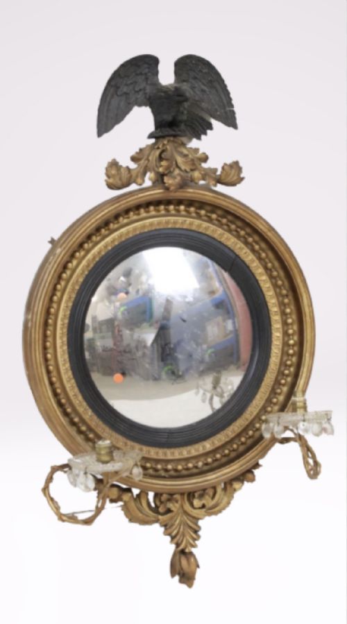Regency Carved Giltwood Convex Mirror