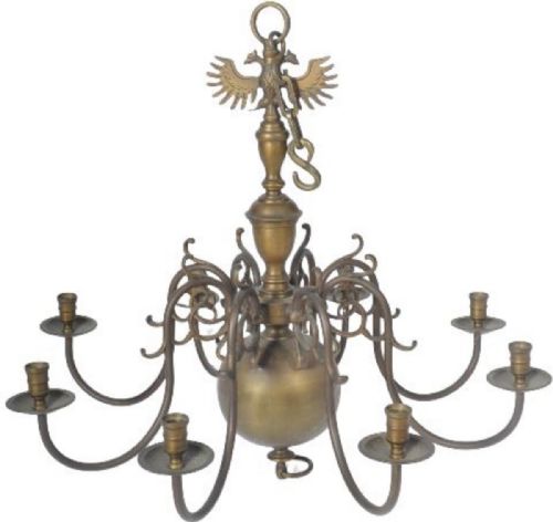 LARGE BRASS DUTCH STYLE CHANDELIER