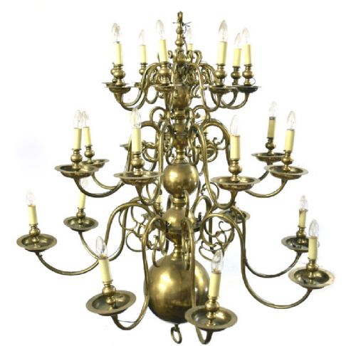 Huge C19th Brass Dutch Style Three Tier Chandelier Suitable for a Large Building