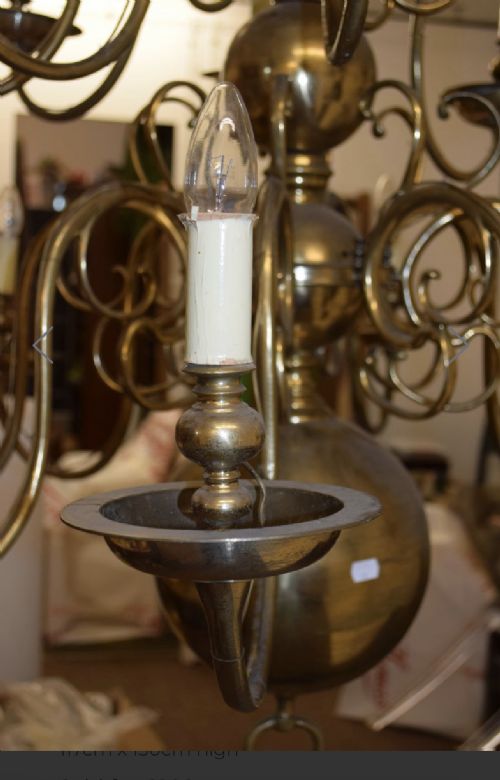 fig 1. Huge C19th brass Dutch style three tier chandelier suitable for a large building