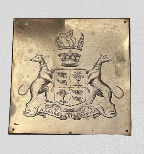 C18th Large Brass Crest Carriage Plaque