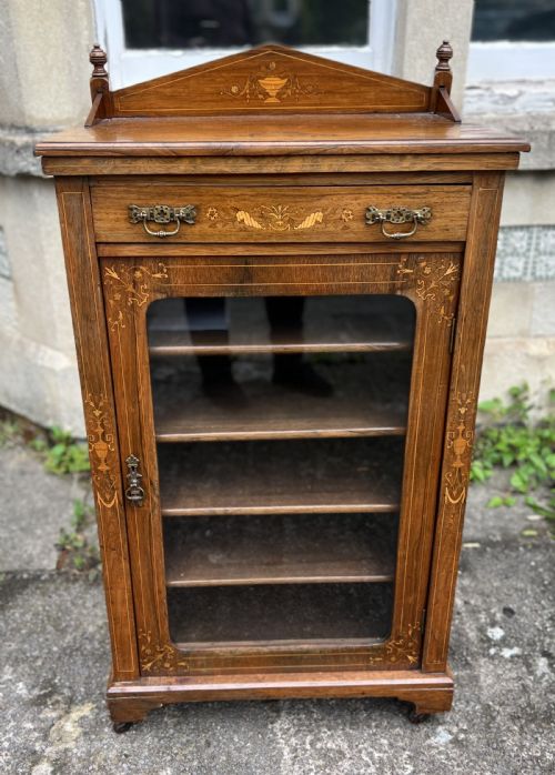 Edwardian Rosewood Inlaid Cabinet/ Bookcase