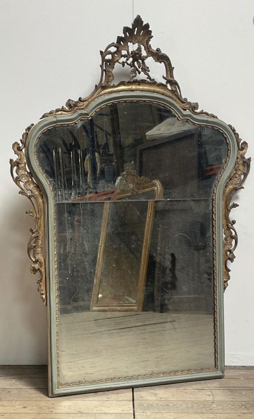 C18th Italian Painted and Parcel Gilt Mirror