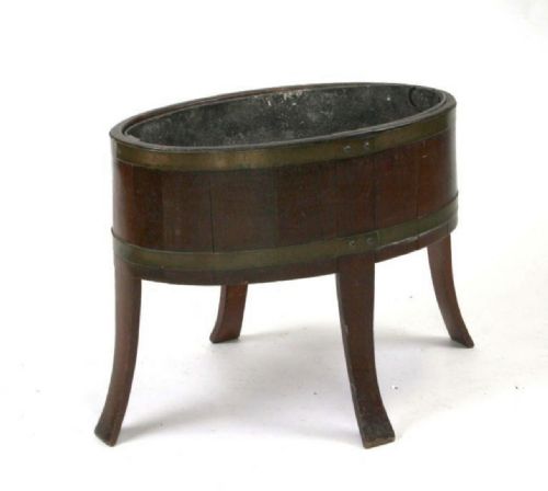 C19th Coopered Wine Cooler in Oak and Brass