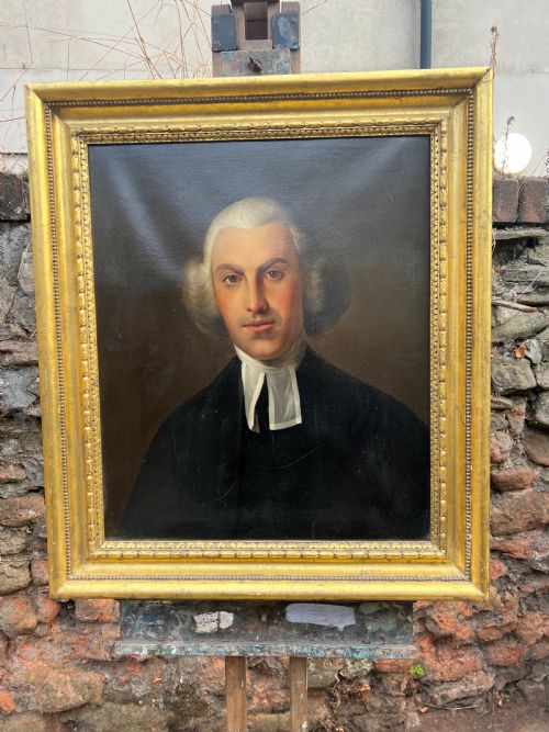 C18th Oil Painting on Canvas of a Reverend