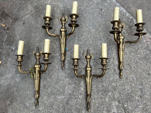 Set of Four Brass Wall Lights in the Adams Style
