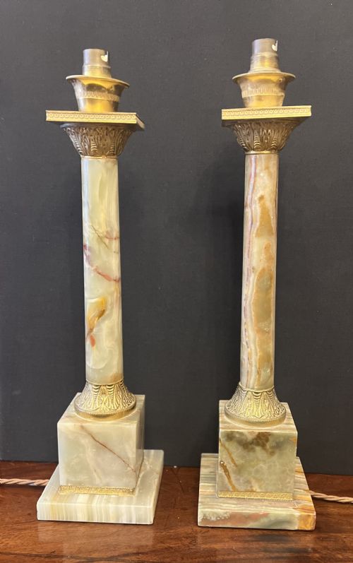 Pair of Table Lamps Onyx and Ormolu