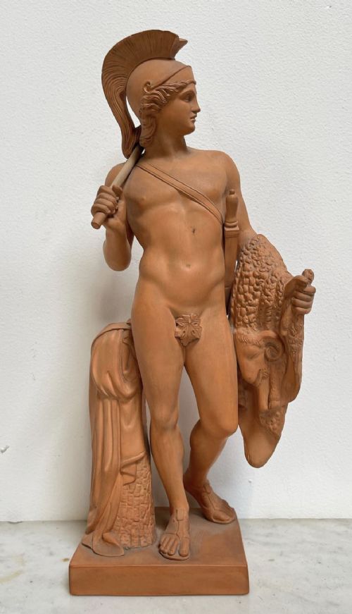 C19th Terracotta Model of Jason with the Golden Fleece by Lauritz Adolph Hjorth ( 1834-1912 )