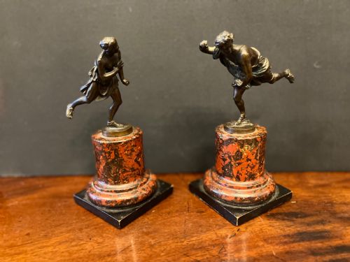F. Barbedienne(1810-1892) Patinated Bronzes of Hippomenes and Atlanta
